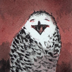 ACEO PRINT, Laughing Owl, cadeau pour les amoureux des oiseaux, peinture miniature