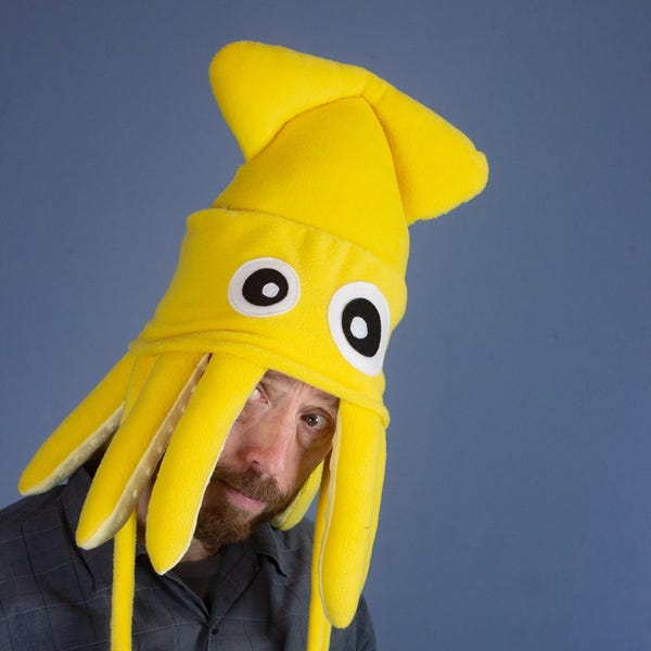 Medium Fleece Squid Hat - Yellow