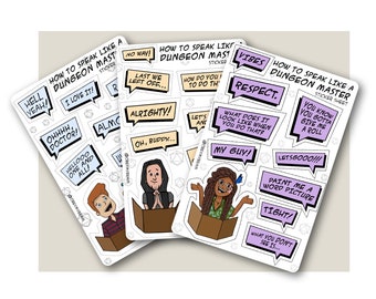 Speak Like a Dungeon Master Sticker Sheet, Catch Phrase, Critical Role, Dimension 20, DnD