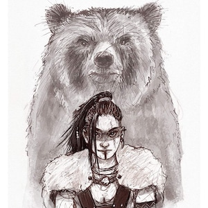 Bear Totem Barbarian - Fine Art Print, TTRPG Character, DnD
