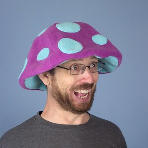 Fleece Mushroom Cap Floppy Hats Many Colors Pink and Blue