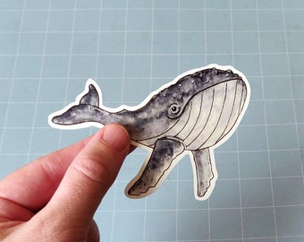 Humpback Whale 4" Matte Vinyl Sticker, Weatherproof