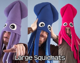 Large Plush Squid Hat Fleece Many Colors