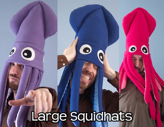 Large Plush Squid Hat Fleece Many 
