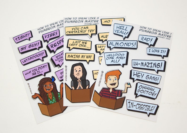 Magnet Set, Speak Like a Dungeon Master, Catch Phrase, Critical Role, Dimension 20, DnD image 1