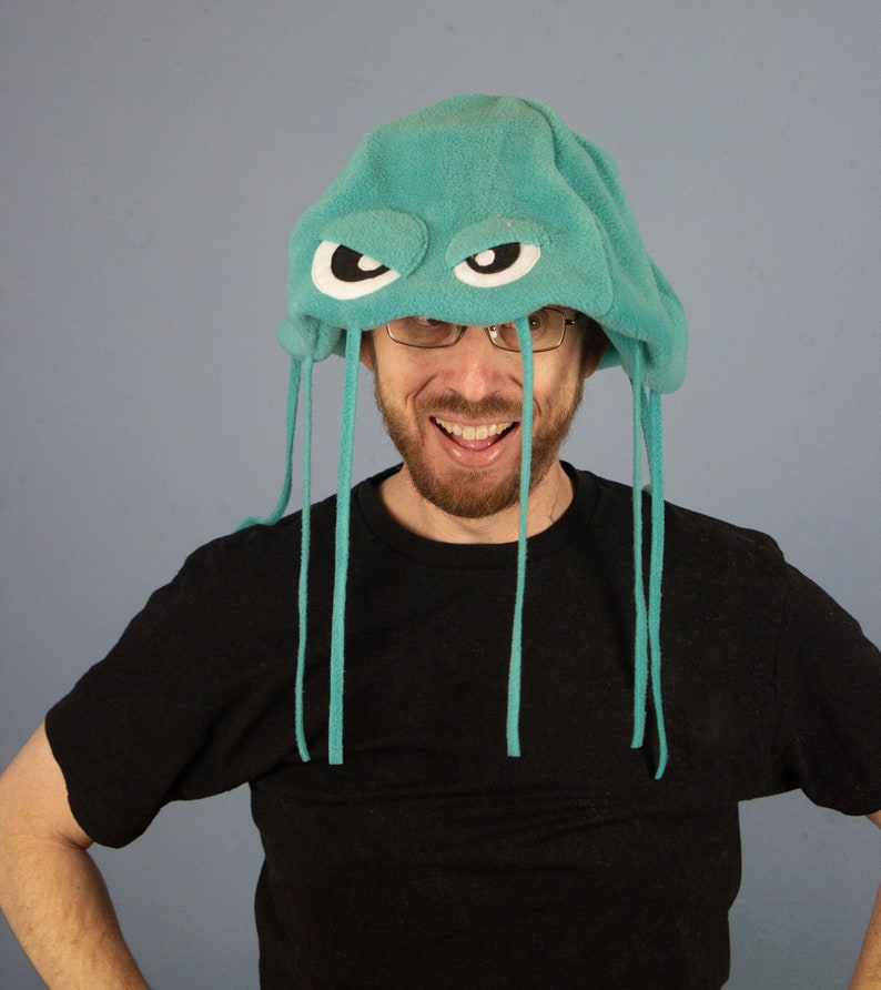 Jellyfish Hat Plush Fleece Many Colors Turquoise
