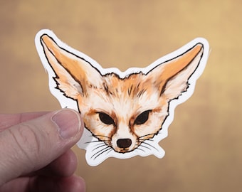 Fennec Fox Vinyl Sticker, Weatherproof, cute sticker, sticker, waterproof