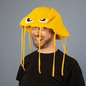 Jellyfish Hat Plush Fleece Many Colors Yellow