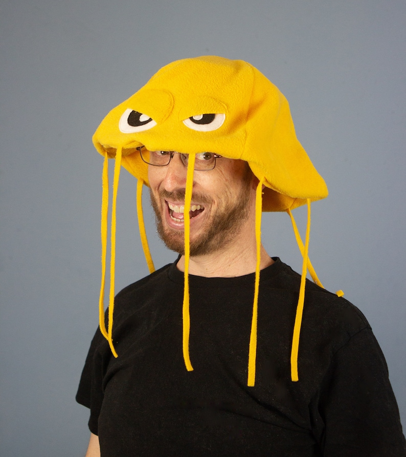 Jellyfish Hat Plush Fleece Many Colors Yellow