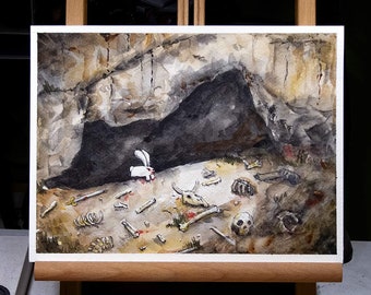 Look't the Bones - Original Watercolor Painting Monty Python Fan Art 9x12
