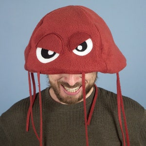 Jellyfish Hat Plush Fleece Many Colors Red