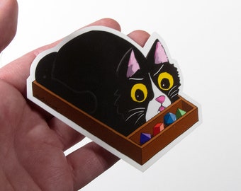 If I fits I sits, 3" Vinyl Sticker, Weatherproof, cute sticker, cat sticker, waterproof, dice tray