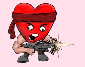 Valentines Day Heart Rambo, Weatherproof, cute sticker, sticker, waterproof