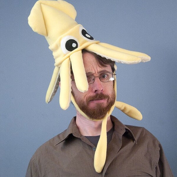 Squid Hat - Small - Light Yellow Fleece