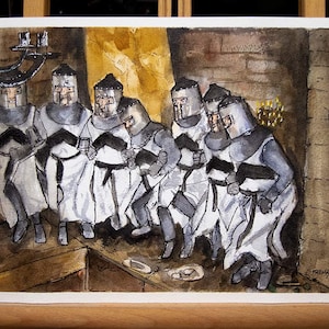 It is a Silly Place - Original Watercolor Painting Monty Python Fan Art 9x12