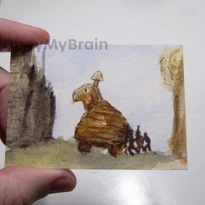 ACEO PRINT Artist Trading Card Monty Python Trojan Rabbit ATC