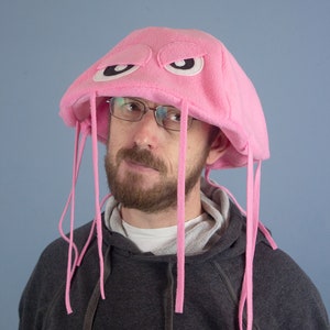Jellyfish Hat Plush Fleece Many Colors Pink