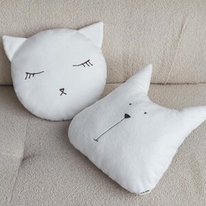 Cat Pillow Toy Cat Shaped Throw Pillows For Bed Cute Sofa Cushion Kawaii Crib Baby Pillow Handmade Kitty Decorative Pillows Baby Shower Gift