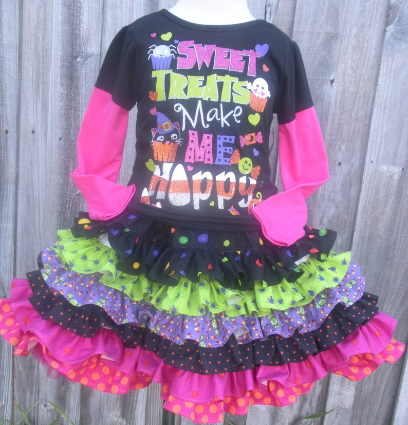 Shop Closing Ready to Ship Custom Boutique Halloween 6 Ruffle Skirt Girl 13 inches long Sizes 3 4 5 image 1