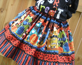 Going out of Business Ready to Ship Custom Boutique Halloween Twirl Skirt Girl 3 or 4 or  5 or  6 or 7 or  8  it's   16 inches long