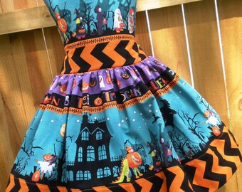 Shop Closing ... Ready to Ship Custom Boutique Halloween Girl Jumper Dress 3 4