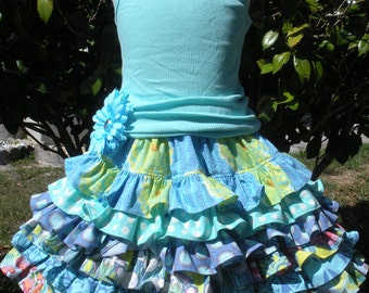 Amy Butler Soul Blossom Fabric Twirl Nie Nie Skirt with Bonus Tank Top and Flower Clippie