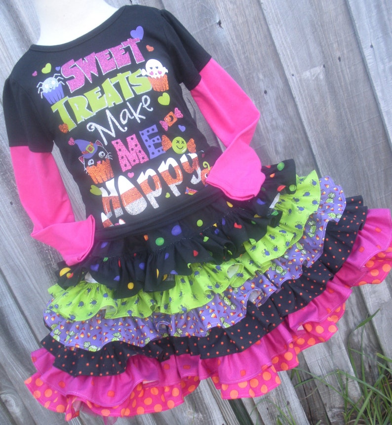 Shop Closing Ready to Ship Custom Boutique Halloween 6 Ruffle Skirt Girl 13 inches long Sizes 3 4 5 image 2