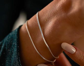 Snake bracelet, 925 sterling silver, minimalist bracelet | Adjustable chain bracelet, 18K gold; rose gold | Real jewelry | Link bracelet for women and girls