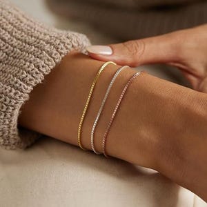 Armband 925 Silber Simplicity I schlichtes Silberarmband in 18K Gold, Roségold & Silber I Gliederkette Damen Echtschmuck