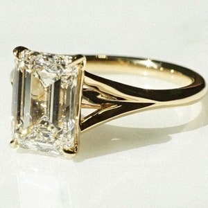 2 CT Emerald Cut Moissanite Engagement Ring Emerald Cut Engagement Ring Emerald Solitaire Ring 14K Emerald Cut Solitaire Engagement Ring
