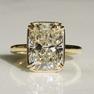 5.00CT Lab Diamond Engagement Ring Solitaire Diamond Ring Genuine Lab Grown Diamond Proposal 14K Radiant Cut Solitaire Engagement Ring