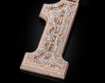 Benutzerdefinierte Iced Out Hip Hop Anhänger | Chunky Moissanite Schmuck | Handgefertigte 925 Silber & 10K Gold Halskette | Herren Luxus Bling Schmuck