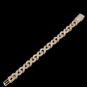 VVS1 Moissanite Infinity Bracelet in 925 Sterling Silver, Stylish Gift for Men & Women, Diamond Tester Approved