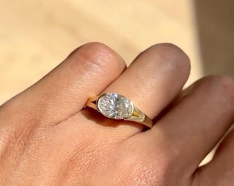 2.00CT Lab Grown Oval Diamond Engagement Ring – Eco-Friendly Bezel Set Solitaire with Split Shank Band – Gift for Her