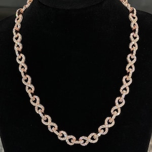 Infinity Link Chain 10/12mm | VVS1 Quality Moissanite Diamond, Passes Diamond Tester - Elegant Jewelry Gift