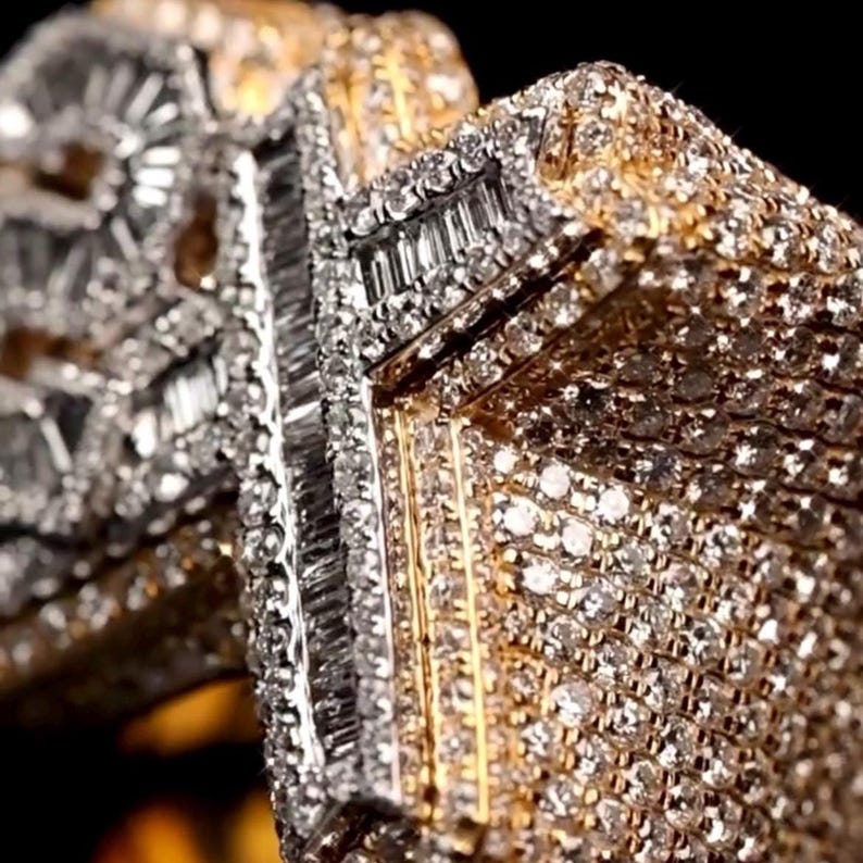 Baugette Rapper Ring Custom Iced Out 2X Ring | Hip Hop Bling Jewelry | Baguette Moissanite ...