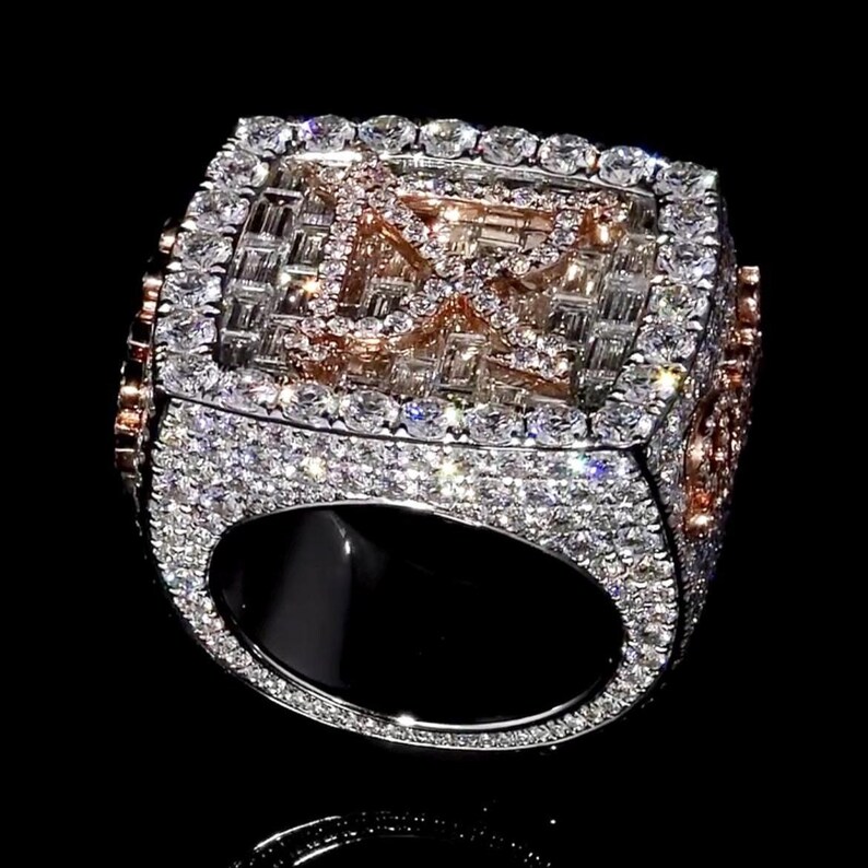 Dmx Rapper Ring Men's Iced Out Diamond Pinky Ring | Custom Letter X Ring | Baguette ...