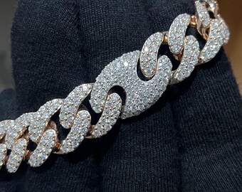 Ice Out Cuban Link Bracelet, VVS Moissanite Diamond Cuban Link