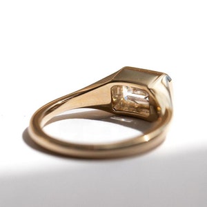 Emerald Cut Diamond Ring | Bezel Set Gold Engagement Ring | Minimalist