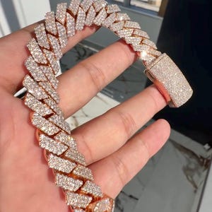Bransoletka z kubańskiego Moissanite o średnicy 14 mm, diamenty VVS, solidne srebro próby 925, luksusowa lśniąca biżuteria na prezent