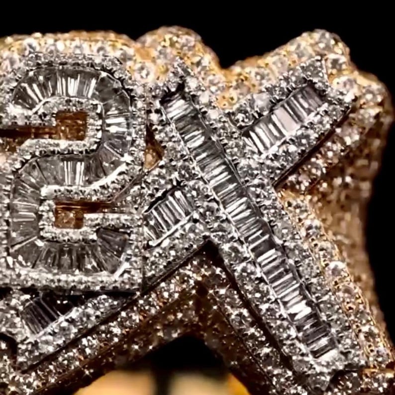 Custom Iced Out 2X Ring | Hip Hop Bling Jewelry | Baguette Moissanite ...