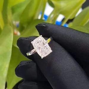 Cushion Cut Moissanite Engagement Ring – Solitaire Engagement Ring for Women – D Color Moissanite Ring – Anniversary Promise Ring