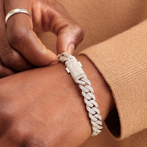 Bransoletka Miami Cuban Link dla mężczyzn i kobiet, Moissanite 925 Sterling Silver i 10k Gold, Przechodzi test diamentów, Luksusowa biżuteria