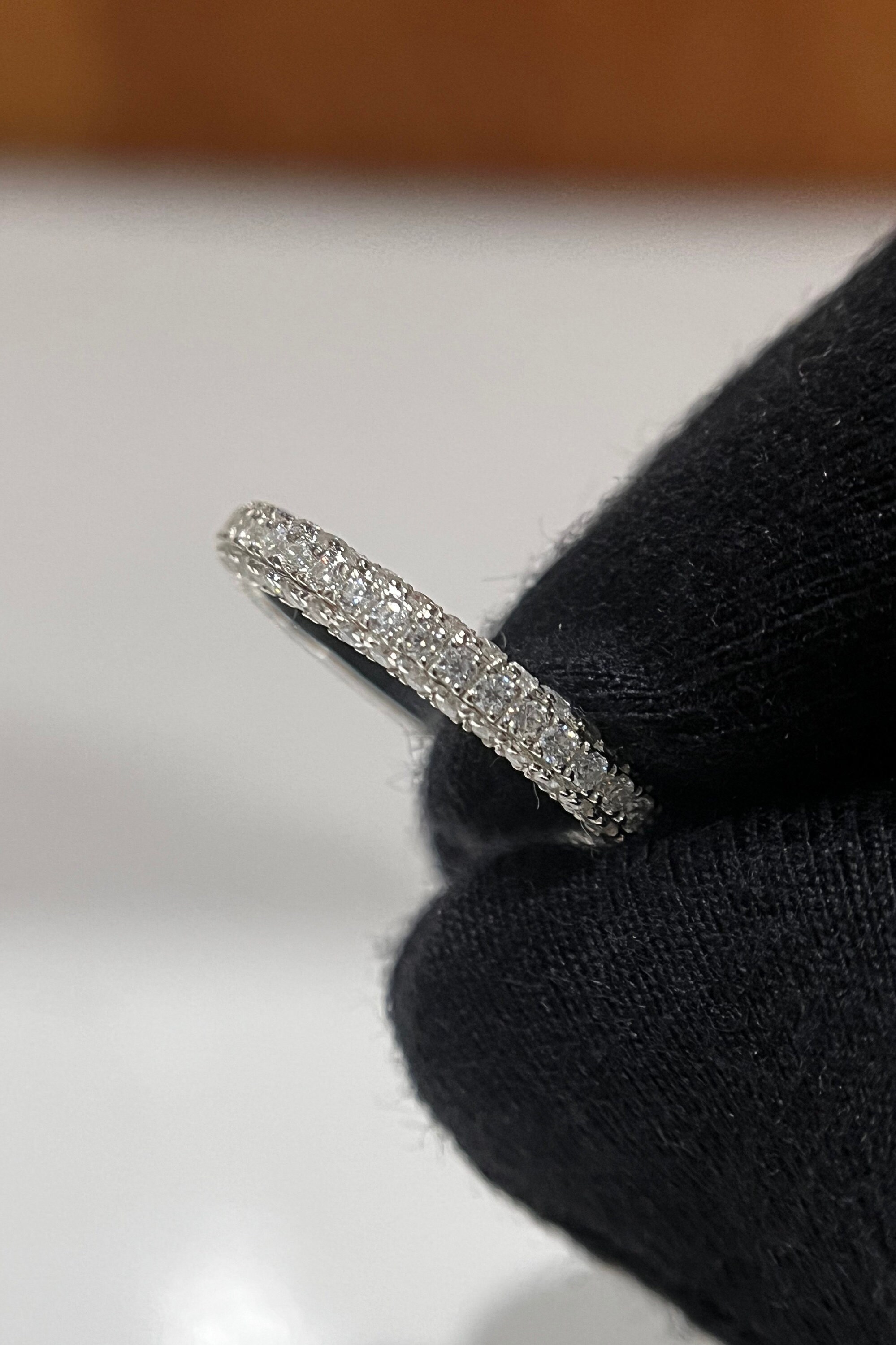 14k Solid Gold Full Eternity Band / Round Cut Moissanite Wedding Ring ...