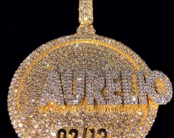 Maßgeschneiderte Iced Out Hip Hop Anhänger | Chunky Moissanit Anhänger | 925er Silber/10K Gold | Kundenspezifischer handgemachter Ice Out Anhänger für Männer