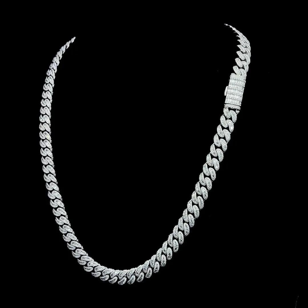 8mm Prong Cuban Link Chain Necklace | Iced Out 925 Sterling Silver