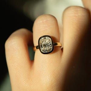3.00CT Old Mine Cushion Cut Lab Grown Engagement Ring, Solitaire Old Mine Cushion Cut Ring, Bezel Setting Diamond, Anniversary Gift Ring