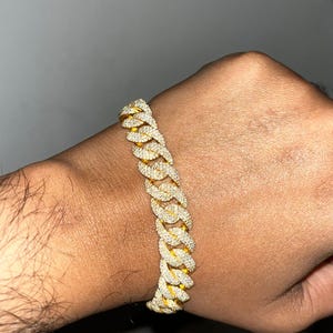 Ice Out Miami Cuban Link Bracelet, Men/Women Bracelet, 12mm Moissanite Cuban Bracelet, Available in 925 Sterling Silver/10k Solid Gold