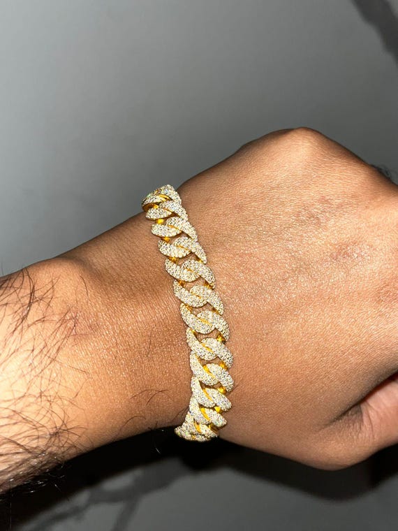 Ice Out Miami Cuban Link Bracelet, Men/women Bracelet, 12mm