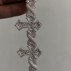 Bransoletka z diamentowym ogniwem krzyżowym, diament Moissanite jakości VVS1, zaliczony test diamentów, wysokiej jakości srebro próby 925